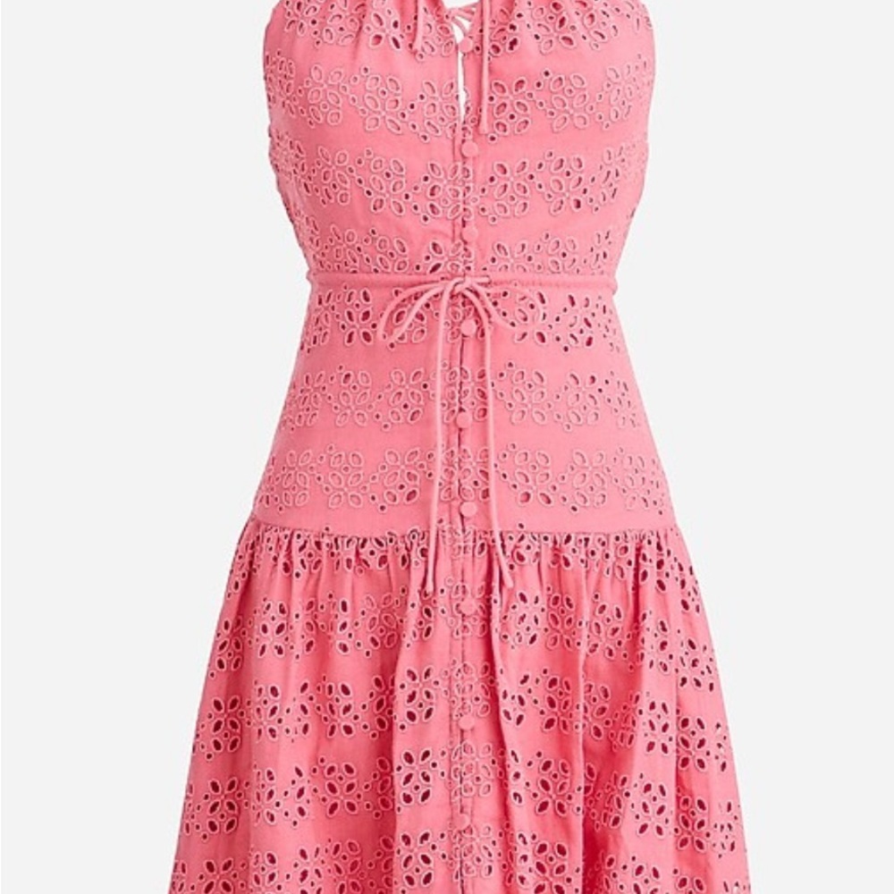 J.Crew Anguilla eyelet mini halter dress